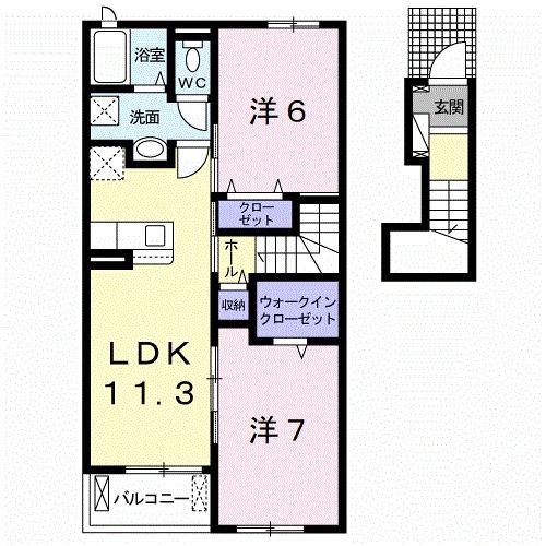 プルメリア加納II(2LDK/2階)の間取り写真