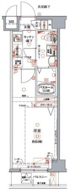 クレヴィスタ豊洲ベイサイド(1K/2階)の間取り写真