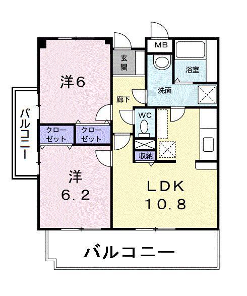フリーデB(2LDK/1階)の間取り写真