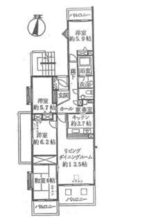 ビューヒルズバームハイツ新横浜弐番館(3SLDK/2階)の間取り写真