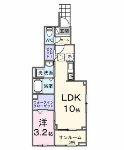 向日葵之颯I(1LDK/1階)の間取り写真
