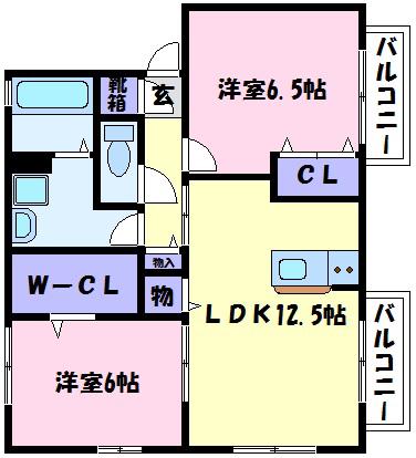 クレールK(2LDK/2階)の間取り写真