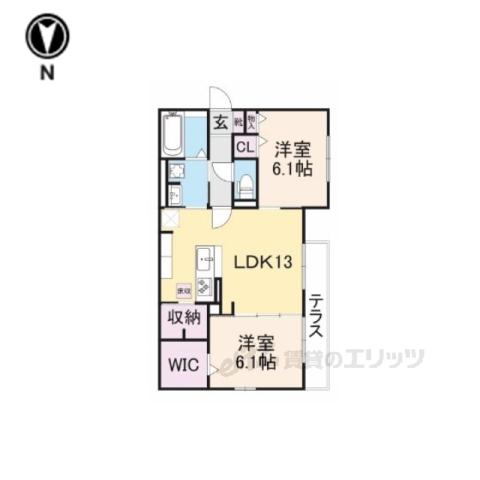 LEGRANDAMENITYHILLEA(2LDK/1階)の間取り写真