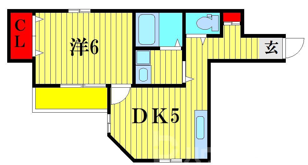 風野荘(1DK/1階)の間取り写真