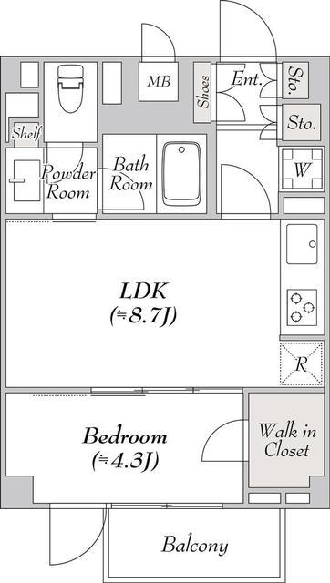 ミリアレジデンス白金台 100(1LDK/3階)の間取り写真