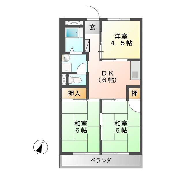 サンハイツ中島(3DK/4階)の間取り写真