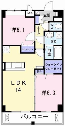 ヴァルスヴァルド(2LDK/4階)の間取り写真