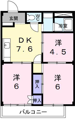 アーバンハイツA(3DK/2階)の間取り写真