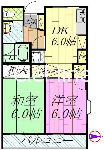 メゾン吉野(2DK/1階)の間取り写真