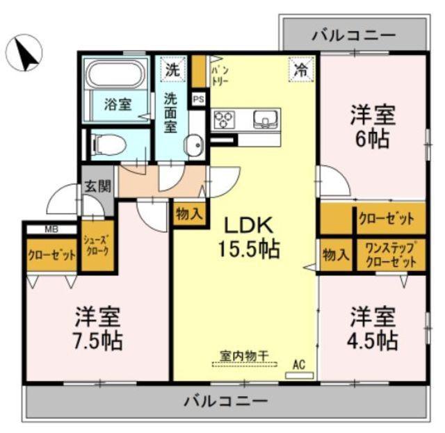 TORTUGA C(3LDK/3階)の間取り写真