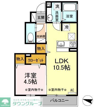 フィオーレ(1LDK/1階)の間取り写真