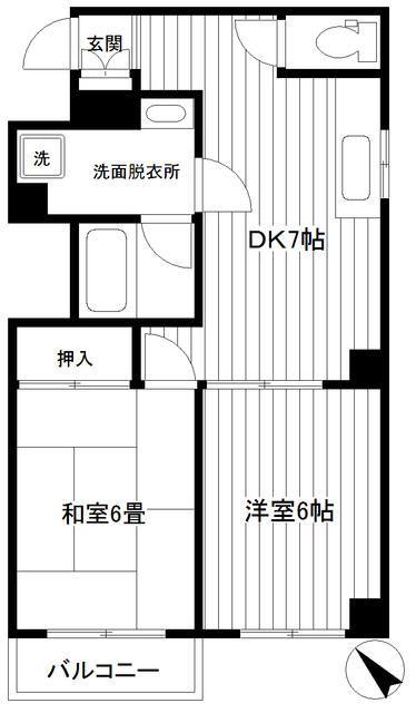 保土ヶ谷太田ビル(2DK/3階)の間取り写真