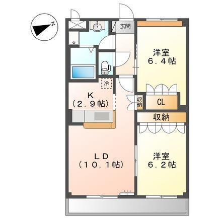 テンダーハウス(2LDK/2階)の間取り写真