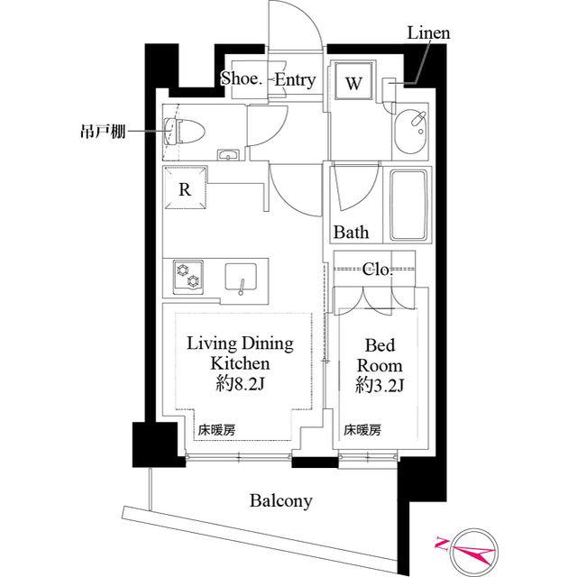 343レジデンス品川(1LDK/1階)の間取り写真