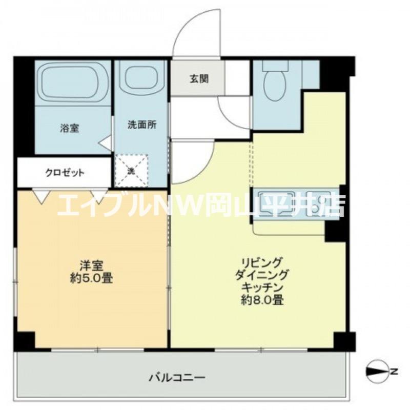 オアゾ旭川(1LDK/2階)の間取り写真