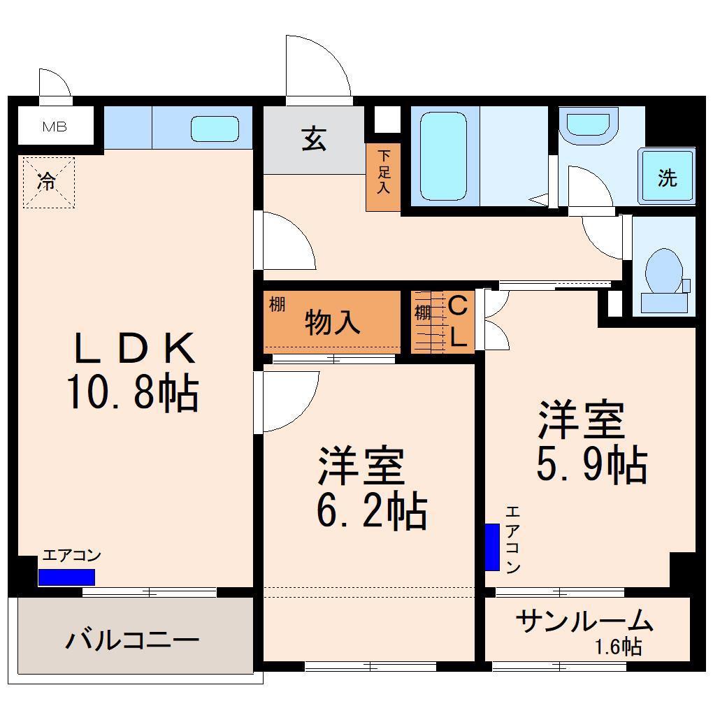 Mレジデンス須磨(2LDK/1階)の間取り写真