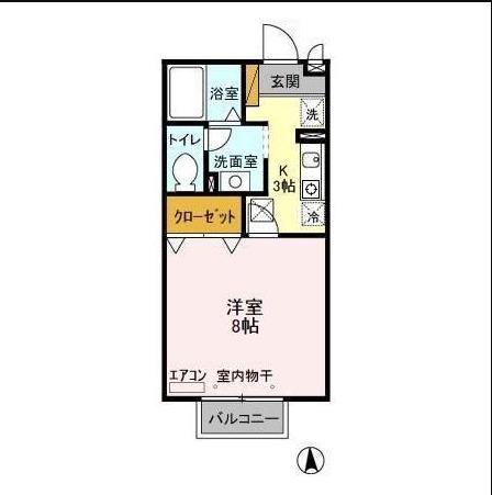 フォンテあけぼの(1K/1階)の間取り写真