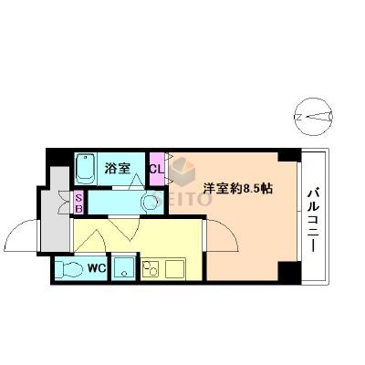 CHARME十三本町(1K/9階)の間取り写真