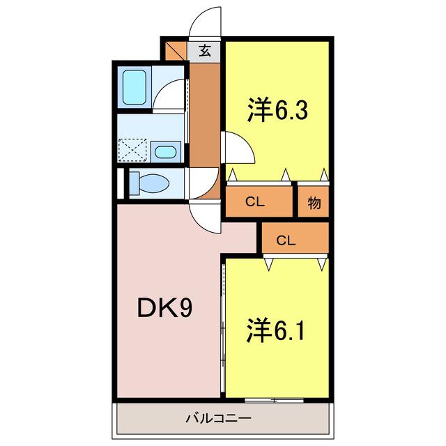 クレマチス(2DK/2階)の間取り写真