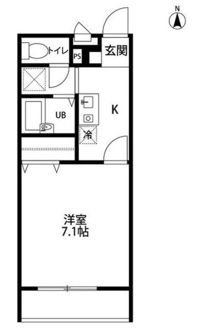 アムール沼口(1K/2階)の間取り写真