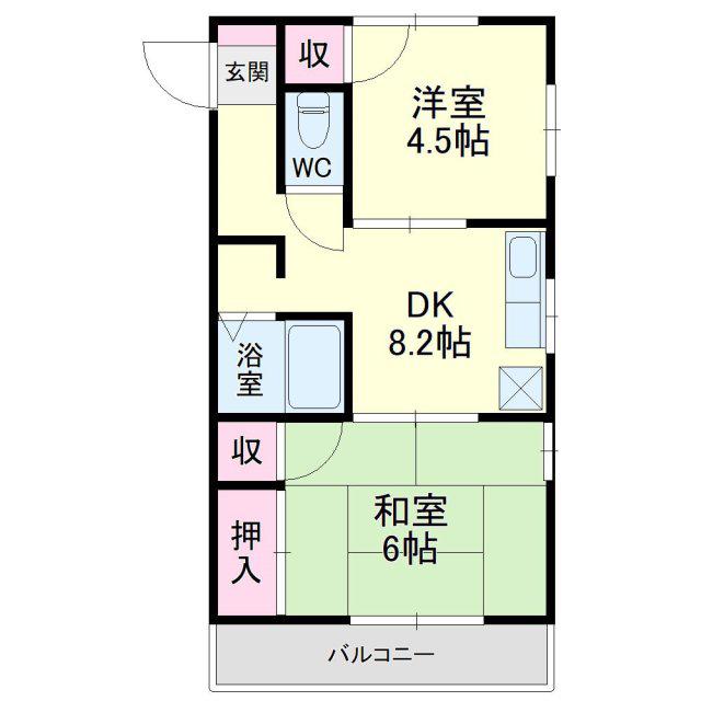 レイクコーポC(2DK/2階)の間取り写真