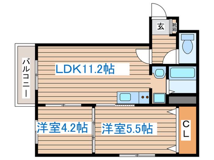 FELICITA愛子I(2LDK/3階)の間取り写真