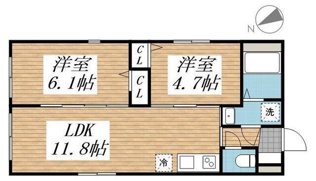 CREAL高田馬場III(2LDK/5階)の間取り写真