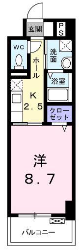 グリシナ(1K/1階)の間取り写真