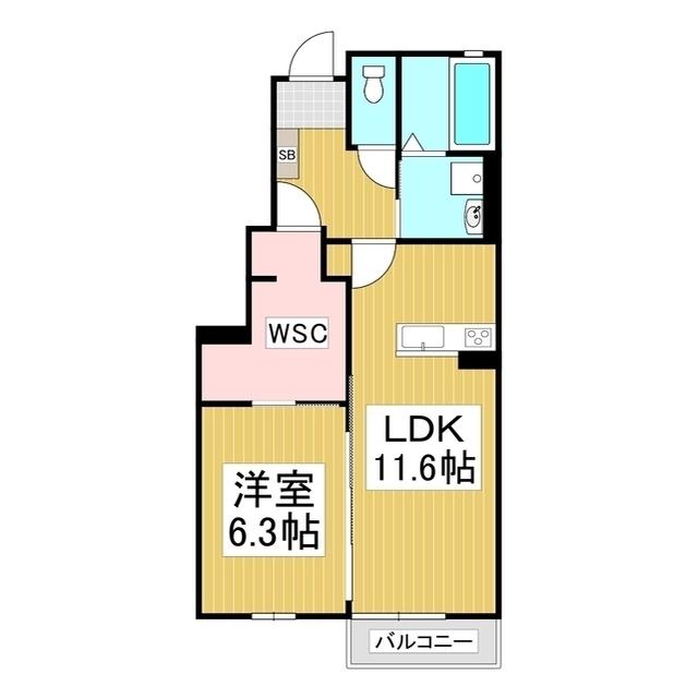 GRANDE広丘 C棟(1LDK/1階)の間取り写真