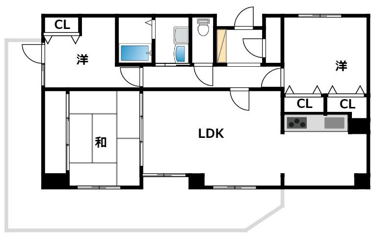甲南コーポラス(3LDK/2階)の間取り写真
