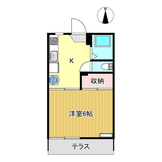 コーポ日大郡山B(1K/1階)の間取り写真
