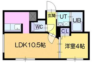 ブリーズ17(1LDK/4階)の間取り写真
