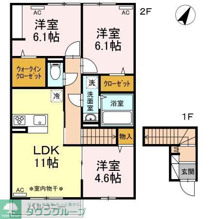 CAMELOT A棟(3LDK/2階)の間取り写真