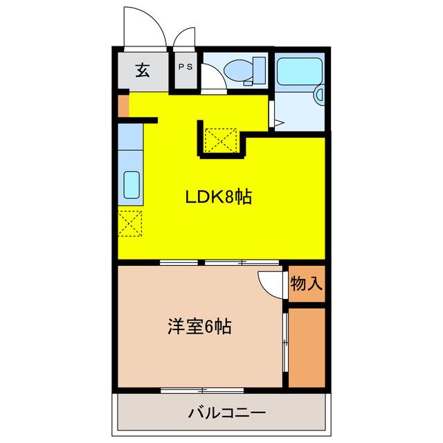 コーポ林(1LDK/2階)の間取り写真
