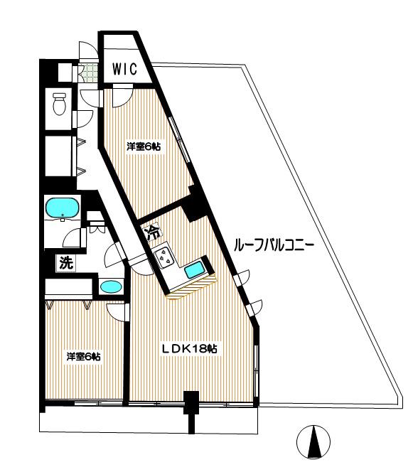 アムール調布(2LDK/5階)の間取り写真