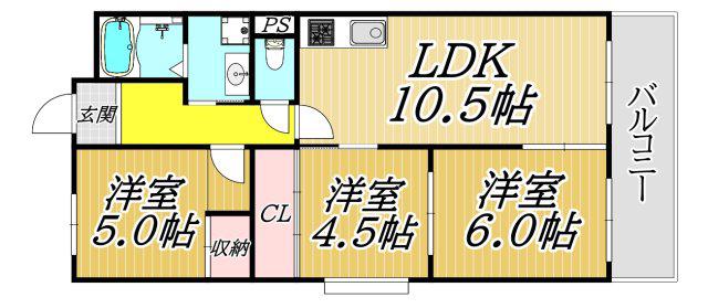 サンウェルシー21(3LDK/5階)の間取り写真