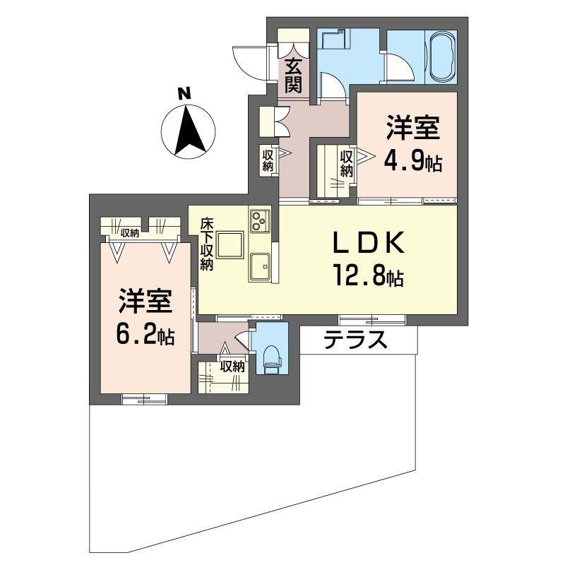 ルナリアウエスト上高田(2LDK/1階)の間取り写真
