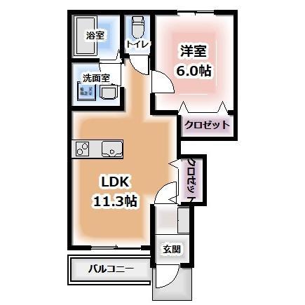 コナモーレ(1LDK/1階)の間取り写真