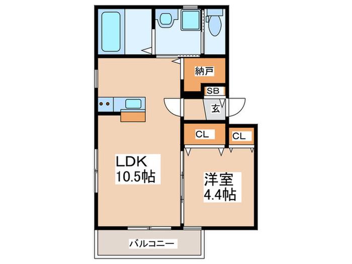 カーサフェリーチェ(1LDK/1階)の間取り写真