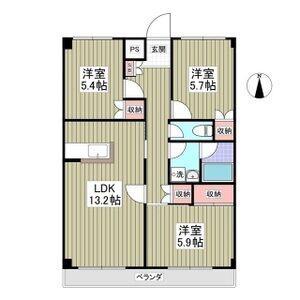 カーサガレリアI(3LDK/4階)の間取り写真