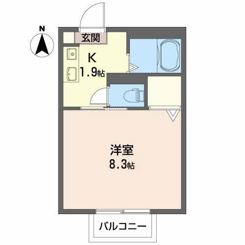 サンカンタン津志田B(1K/2階)の間取り写真