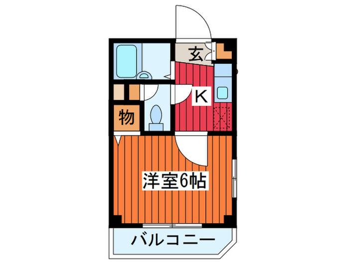 フェリアアサミ(1K/4階)の間取り写真