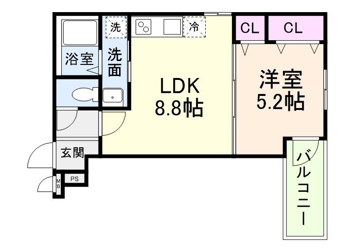 アビテ上野町西(1LDK/2階)の間取り写真