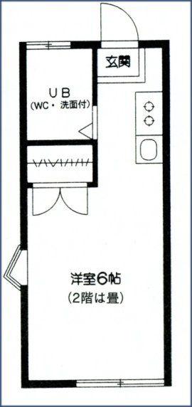 パークハイツユタカ(ワンルーム/2階)の間取り写真