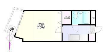 カオパレスNO.7(1K/2階)の間取り写真