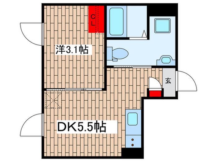 KIYOSUMI BASE(1DK/4階)の間取り写真