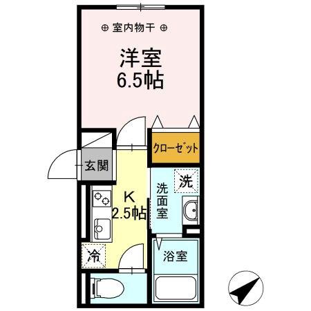 クレール藤沢II(1K/3階)の間取り写真