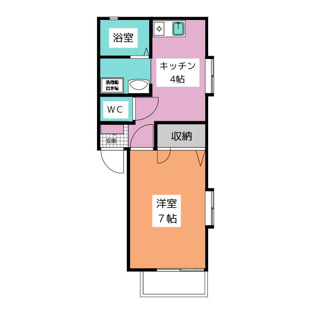 ハイムF(1K/2階)の間取り写真
