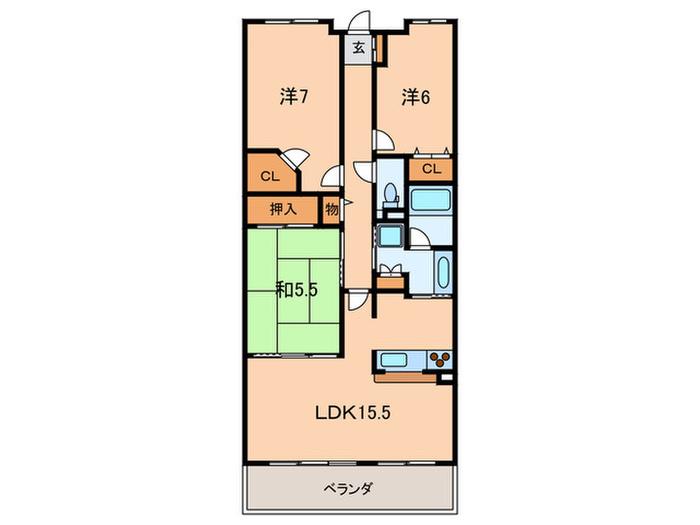 甲子園三番町ハイツ(3LDK/2階)の間取り写真