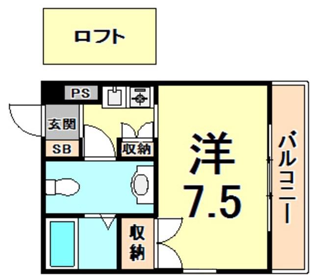 OJフィールド(1K/6階)の間取り写真